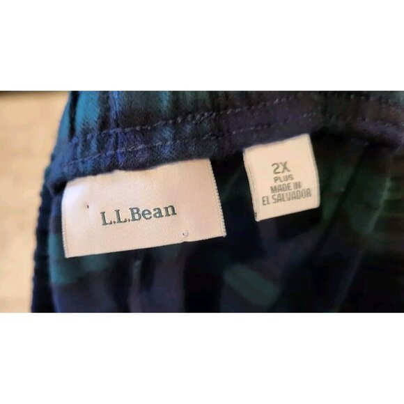 L.L. Bean warm Green & navy flannel Tartan Pajama matching separates. - Picture 8 of 10